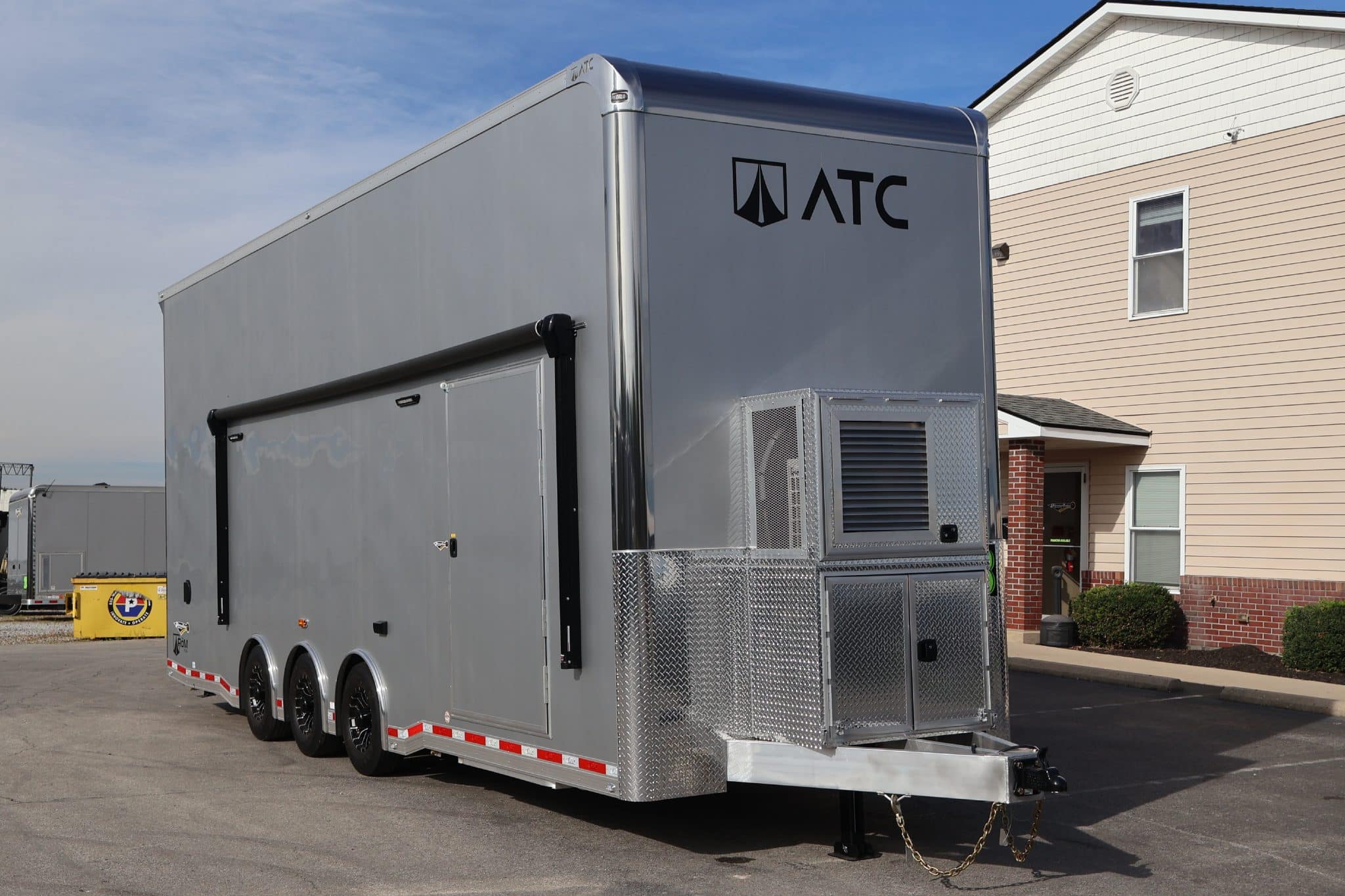 Enclosed ATC Car Trailer 2027 28ft. Aluminum Stacker ROM 750S w/18ft. Tiltable Lift & Lifetrac Options Added 7677