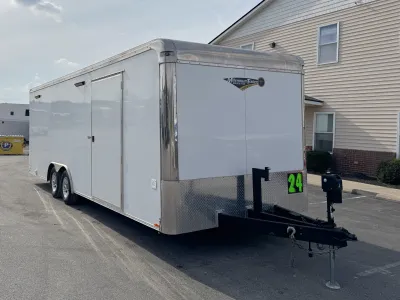 Used Enclosed Car Trailer 2018 24ft. Eliminator w/Cabinets, Finished Interior & Aluminum Wheels 2014