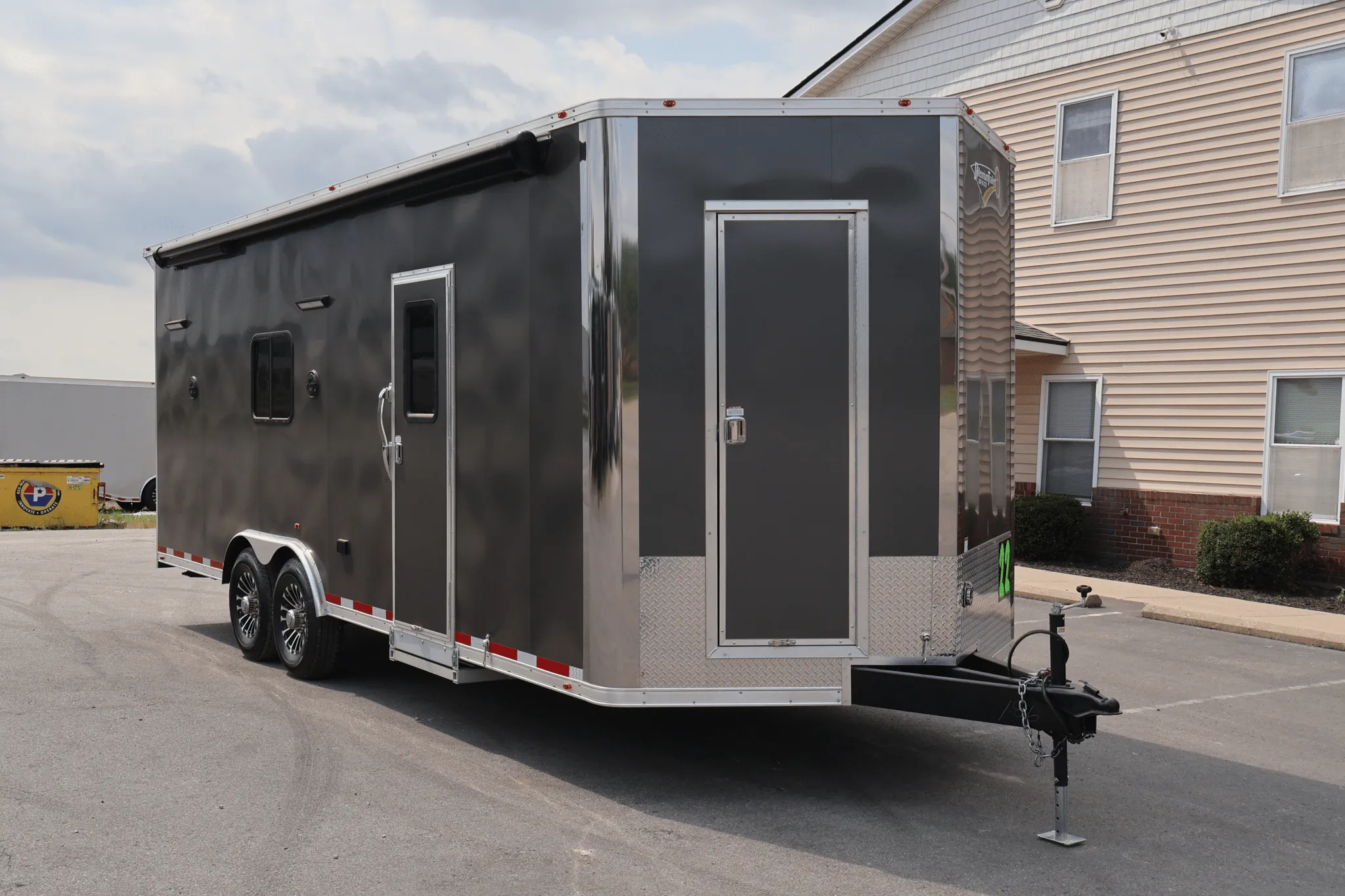 Enclosed Trailer with Living Quarters 2026 22ft Outdoorsman w/Large Bathroom & 12V HappiJac Queen Bed 0186