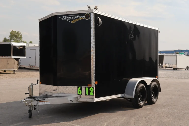 Used Enclosed Aluminum Motorcycle Cargo Trailer 2025 6ft. X 12ft. w/Tandem Axles & Wheel Chock 4645 - Image 4