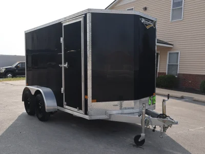 Used Enclosed Aluminum Motorcycle Cargo Trailer 2025 6ft. X 12ft. w/Tandem Axles & Wheel Chock 4645