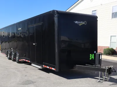 Used Enclosed Car Trailer 2025 34ft. Eliminator w/Cabinets, Finished Interior & A/C 6182