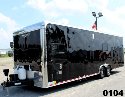 28' Enclosed Trailer with Motorcycle Living Quarters