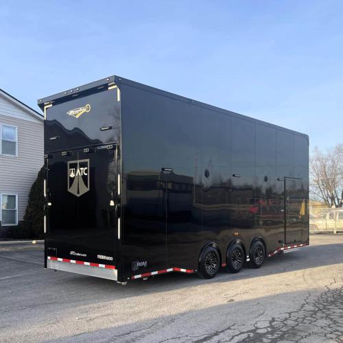 Enclosed Stacker Trailer Rear Curbside View