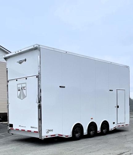 Enclosed ATC Stacker Trailer Rear Curbside View