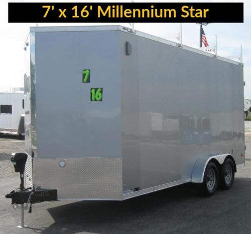 7' X 16' Silver Millennium Star Cargo Trailer